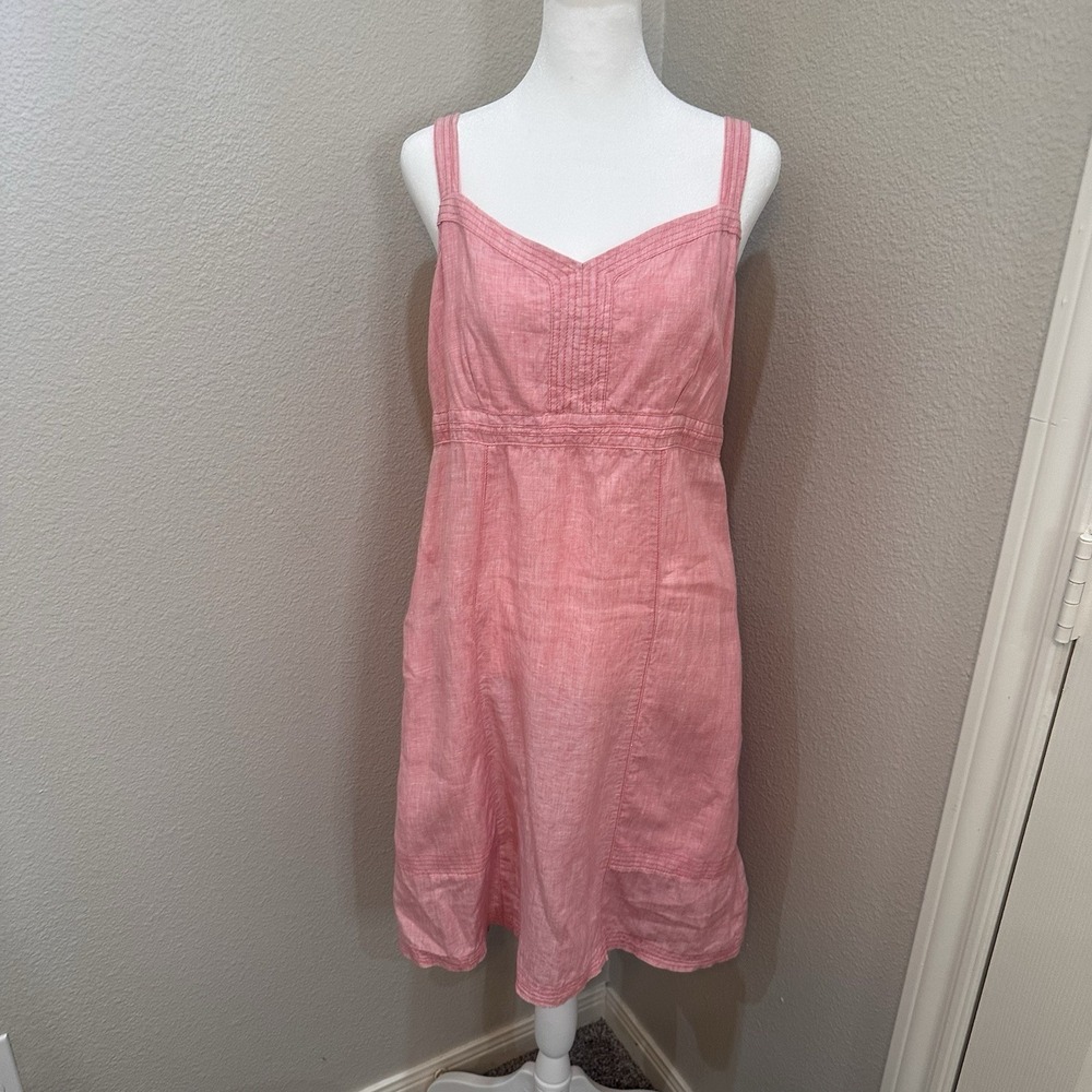 Horny Toad & Co Lithe Linen Red Pink Dress M Casual Sleeveless Beach Resort
